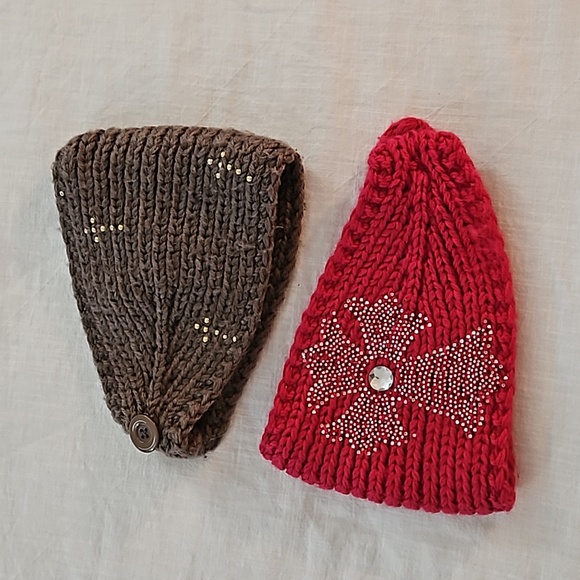 🛍 2 Headband Earwarmer w  Button Closure [Taupe] & [Pink] - Picture 8 of 10